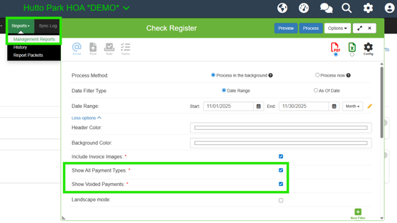 Check Register Report