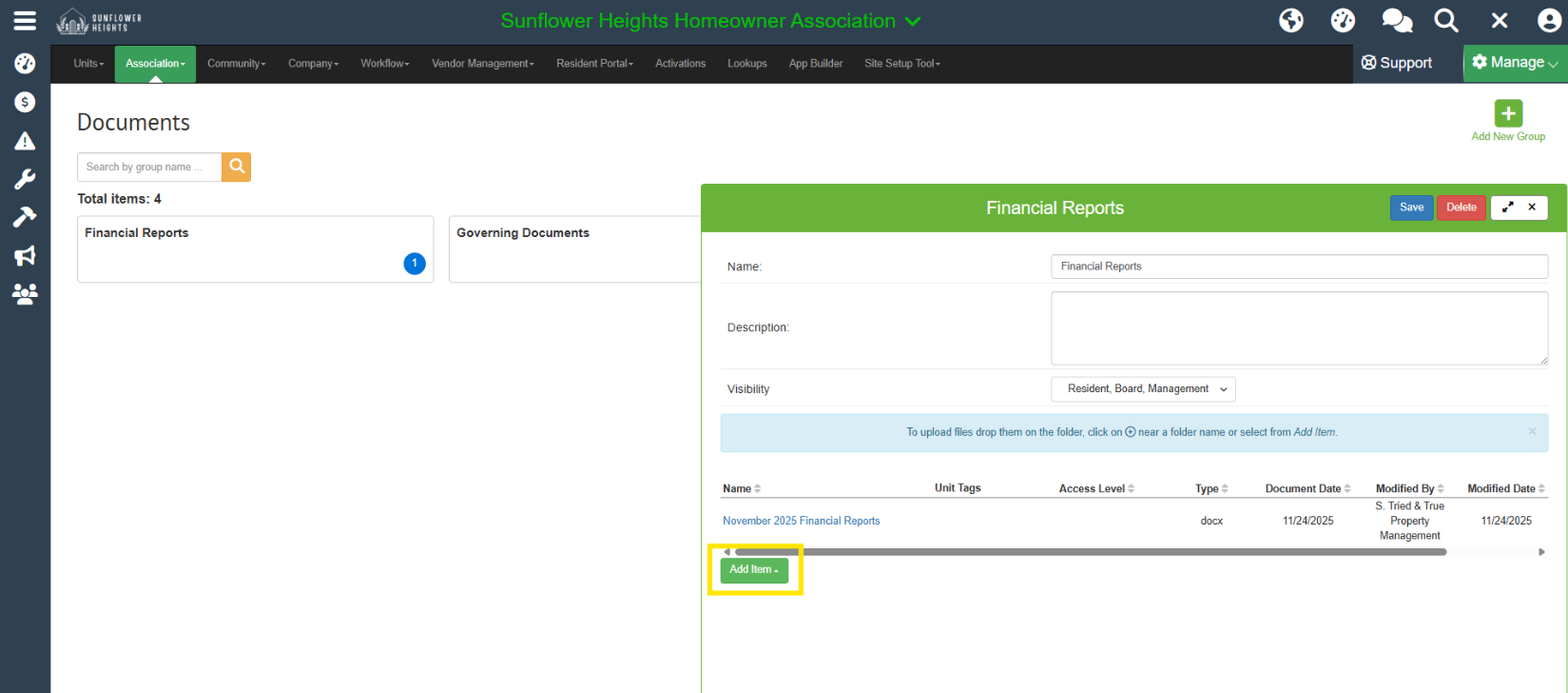 User Guide - Lifestyle - Managing Association Documents